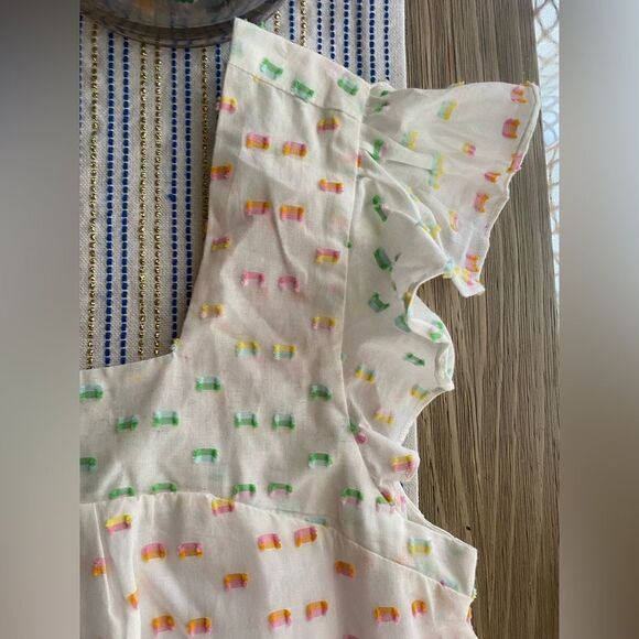Draper James Women's Flutter Strap Smocked Midi Dress White Cotton Lined Sz S - Picture 11 of 14